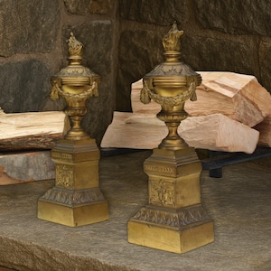 Fireplace Andirons | Antique Fireplace Log Holder | Firewood Holder | Vintage Home Decor