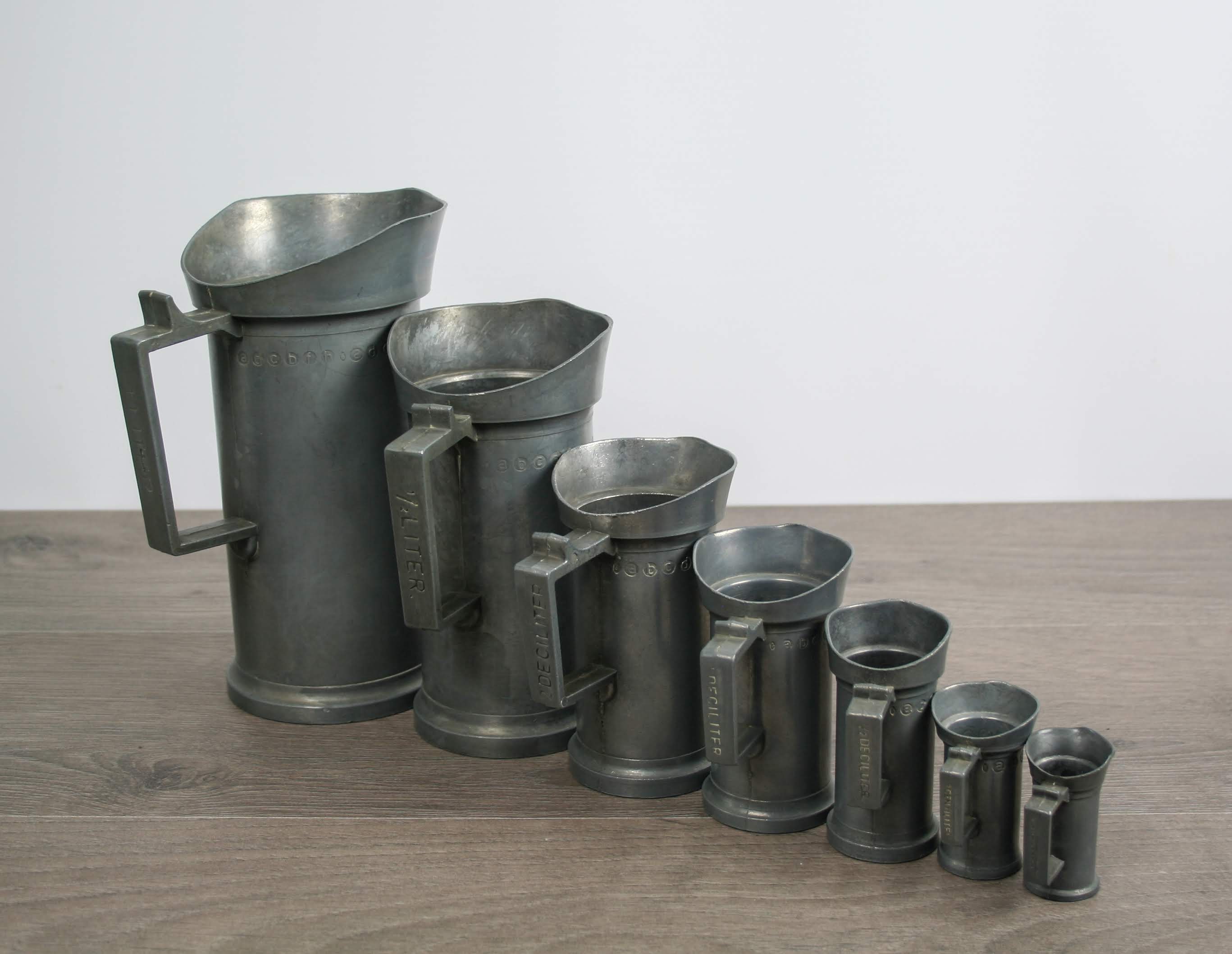Set of 7 Antique Dutch Pewter Measuring Cups Antique Tin Etsy