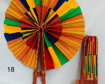 Motherland Fans African Ankara Print Handheld Folding Hand Fan Motherland Fans African Ankara Print Handheld Folding Hand Fan