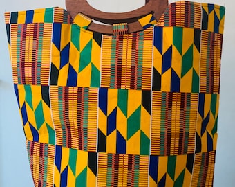 Motherland Fans: Large kente tote shopper bag