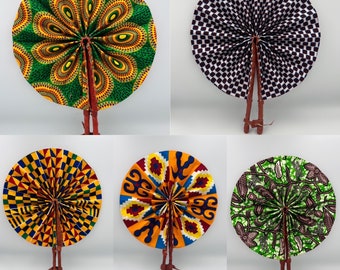 Motherland Fans: Discounted African Ankara Print Fan | Handheld | Folding Hand Fan