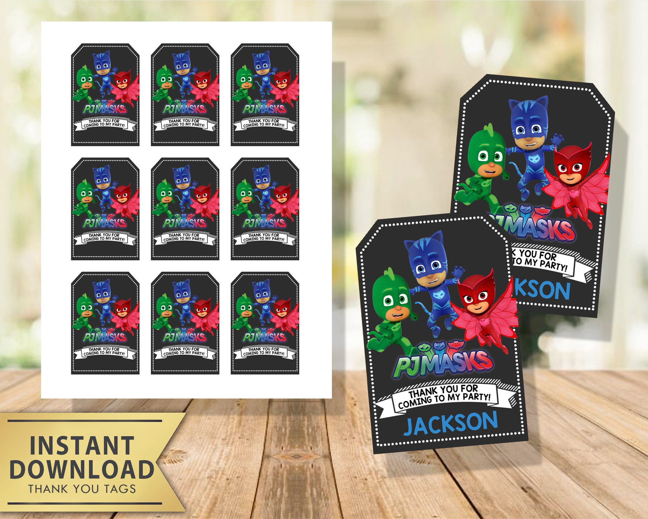 PJ Masks Thank You Tags Pj Masks Favor Tag Pj Masks Thank | Etsy