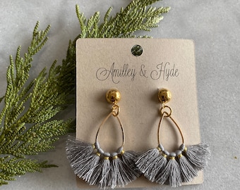 Grey Tassel Earring