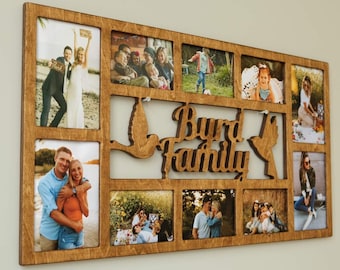 Personalized Family Photo Collage Frame, Custom Wooden Picture Frame