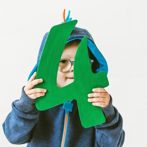 Wooden Number Signs for Kids, Birthday Decorations - Perfect as Eye-catching Bday Photo Shoot Accessories with Large Numbers