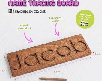 Wooden Name Tracing Board, Personalized ABC Letter Practice, Montessori Writing Board, Preschool Homeschool Learning Gift