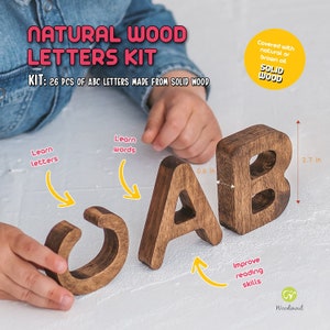Alfabeto de madeira para crianças, aprendizado Montessori com brinquedos educativos, presentes abc para crianças, bebês, materiais pré-escolares e escolares em casa