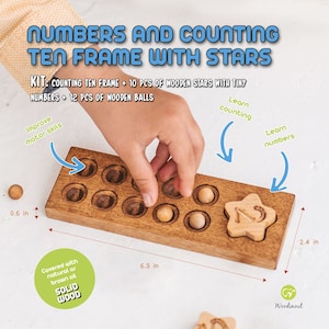 Wooden Ten fame - Montessori, Waldorf toys - learning numbers, counting & playing