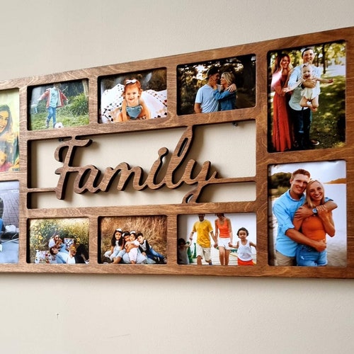 FAMILY 4x6 Rustic Wood Photo Frame Wooden Plank Personalized Lettering Picture 
