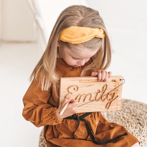 Tracing name Board, Custom learning toy for toddler, kindergarten, preschool, homeschool, personalized Eco wooden Handmade kids gift