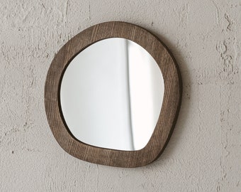 Asymmetrical Mirror - Solid Wood Framed, Boho Mirror, Wall Mounted Accent Mirror, Irregular Mirror, Modern Wall Mirror, Wooden Decor