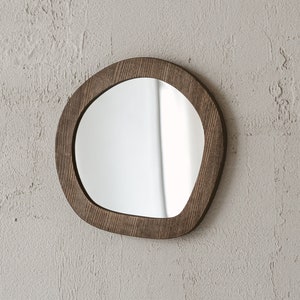 Asymmetrical Mirror - Solid Wood Framed, Boho Mirror, Wall Mounted Accent Mirror, Irregular Mirror, Modern Wall Mirror, Wooden Decor