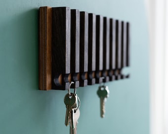 Sleutelhouder voor aan de muur Sleutelrek muurbevestiging Sleutelhaak voor halorganisatie Moderne houten sleutelorganizer Houten sleutelhanger Minimalistisch interieur