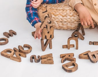 Wooden Montessori ABC Letters, Alphabet Learning Set, Preschool Homeschool Literacy Resource, Educational Letter Gift