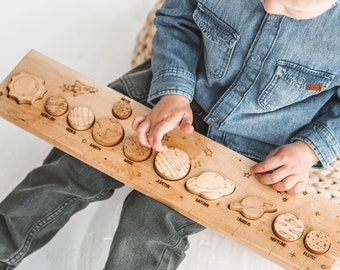 Wooden solar system Homeschool or Preschool curriculum material Montessori Waldorf learning and educational science toy Toddler kid gift