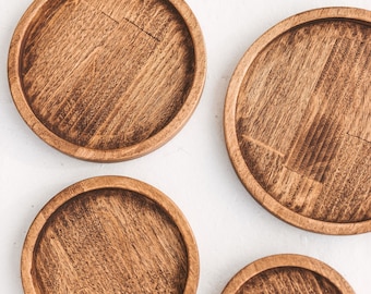 Runde Holztabletts, 4 verschiedene Größen, Holzplatten, Esstisch Dekor, Schreibtischzubehör, Einweihungsgeschenk für sie, Kerzentablett
