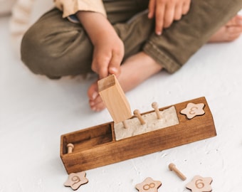 Hammer Game for Toddlers, Montessori Hammer & wood numbers, Waldorf Montessori educational toy gift idea, Custom name Engraved