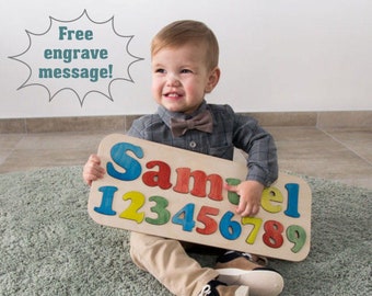 First Birthday Gift Name Puzzle Personalized Baby Gift Wooden Toy Christening First Birthday Baptism