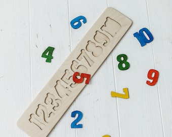 Numbers puzzle - Montessori wooden toy - Puzzle of numbers - Baby toddler Christmas, Birthday gifts - Educational materials and resources