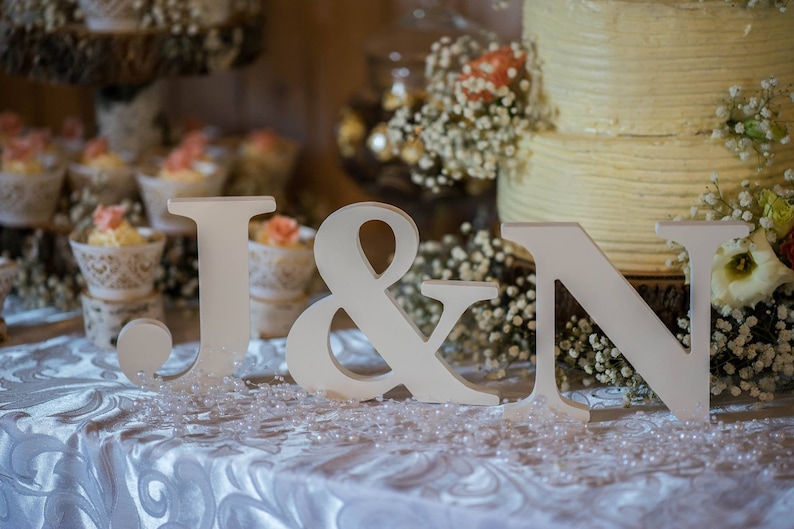 Wedding initials Rustic wedding decor Personalized bride and groom sign Wood letters