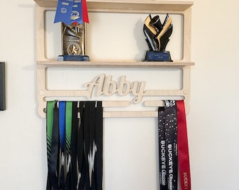 Personalized Medal Holder, Medal Hanger , Birthday gift for kids, wooden Running medal holder, Custom Medal rack, Trophy shelf,