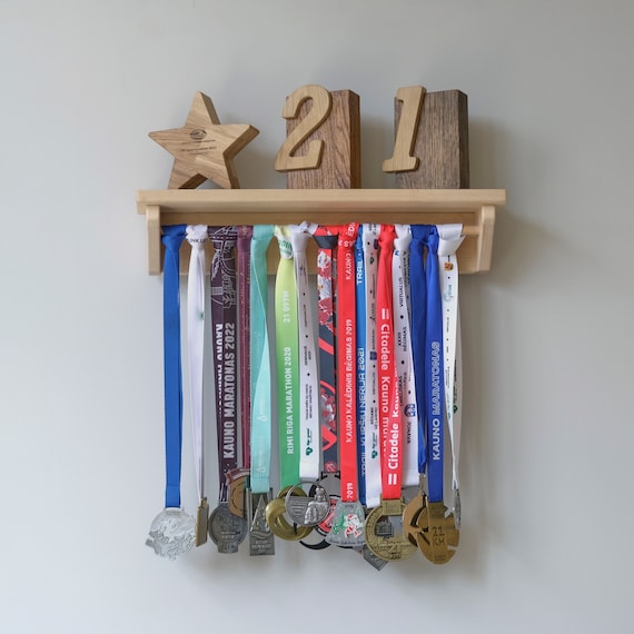 Rimi Hanger Womens Italian Long Duster Coat Ladies Long Sleeve French Belte Medal Holder for Woman Running Marathon, Trophies and Bibs Display