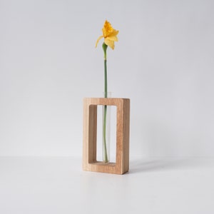Tubo de vidro de vaso pequeno de madeira, itens de decoração boho, vaso hidropônico, interior de casa, vaso minimalista de flores de madeira, vaso ikebana, seus presentes