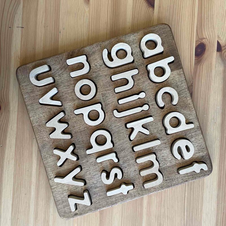 Wooden Alphabet Puzzle Montessori Letters for Toddlers and | Etsy