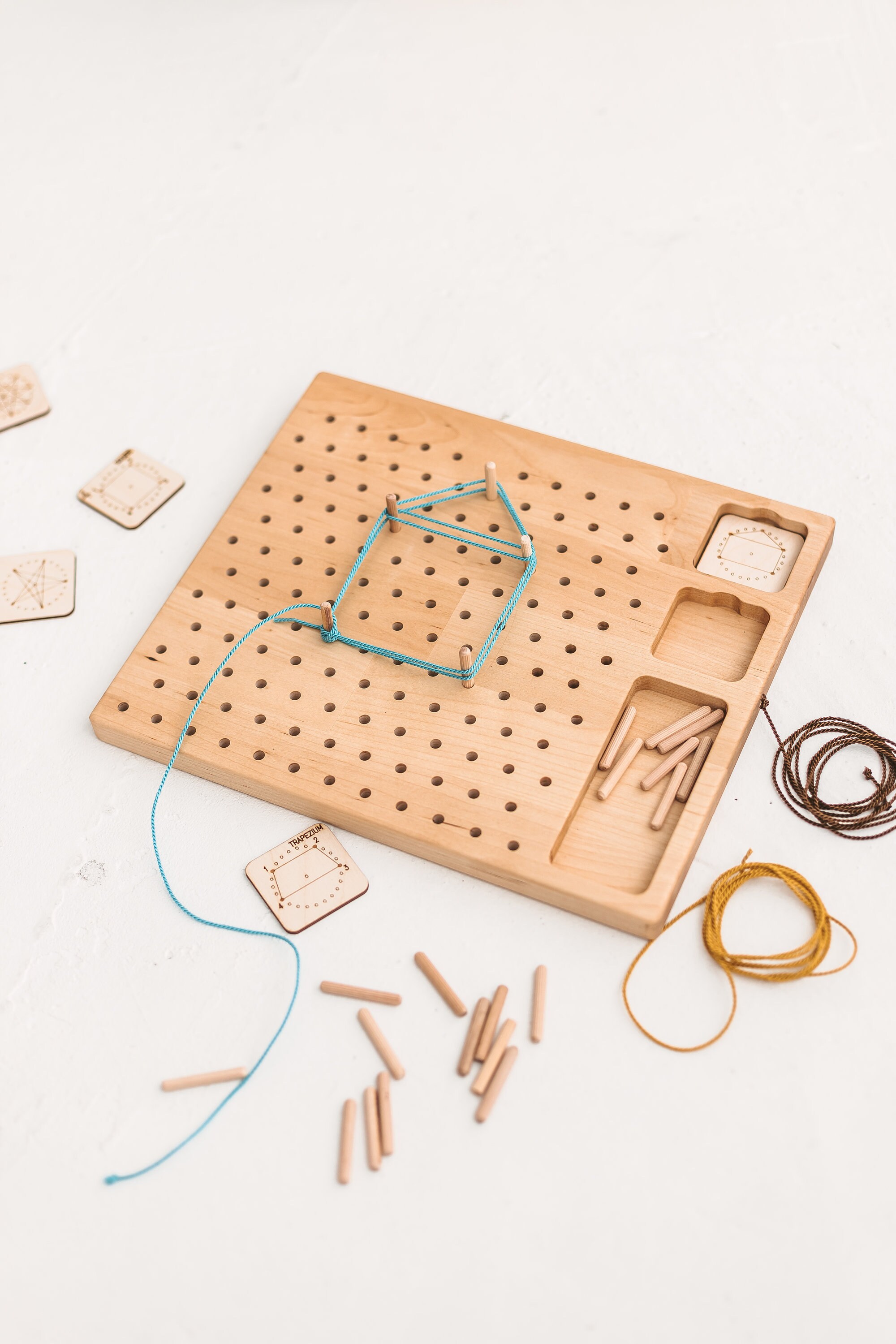 Big wood Geo board peg board for kids with cards pegs and Etsy