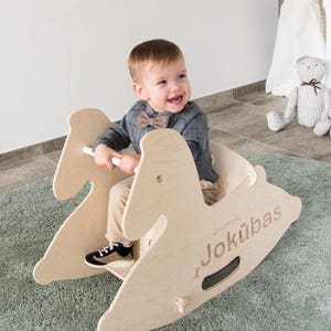 Personalized wood rocking horse, Christmas gift Wooden baby swing for Porch or indoor, custom horse ride on toy, 1st birthday gift toddler