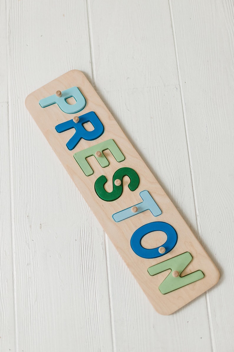 Thick letters Personalized name puzzle with pegs Custom ...