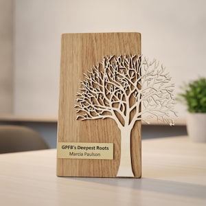 Appreciation trophy - Wooden Tree form Award, Personalized Engraved Award, Employee Awards, Award for environmental achievements,