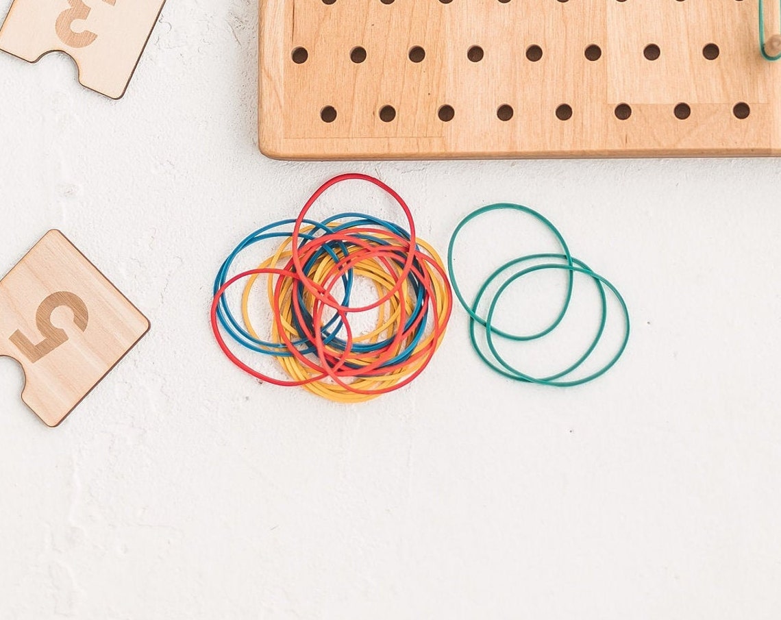 Colorful Rubber Bands Addition to Wood Geoboard Pegboard for Etsy