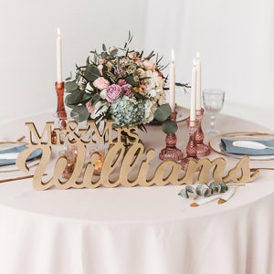CUSTOM Last NAME sign, Wedding sign, Wedding centerpiece decor, Mr & Mrs sign, Mr and Mrs Last NAME sign for Wedding top table, personalized