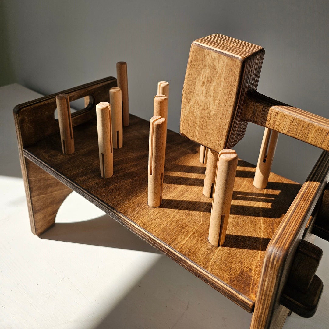 Wooden Peg Hammer Bench - Montessori Toys, Wooden Hammer