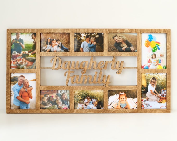 Family Picture Collage, Custom Text Picture Frame, Collage Picture Frames for Wall, Christmas Wall Decor, Wedding or Anniversary Present