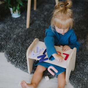 Custom Personalized Name puzzle stool, wooden baby toddler kids name puzzle bench