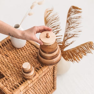 Wooden Ring Stacker - Classic Montessori Toy for Toddlers, Educational Sorting and Stacking Game for Early Development, Motor Skills