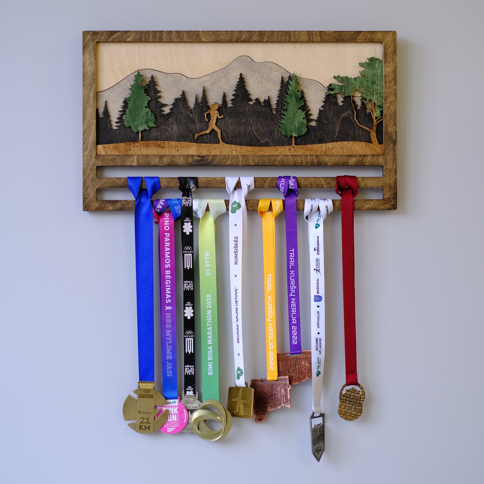 Personalised Medal Holder. Wooden Wall Medal Hanger. Personalised Medal