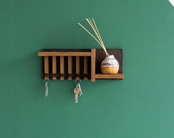 Organisateur moderne de clés de courrier pour entrée, porte-clés en bois massif pour décoration murale, porte-clés en bois