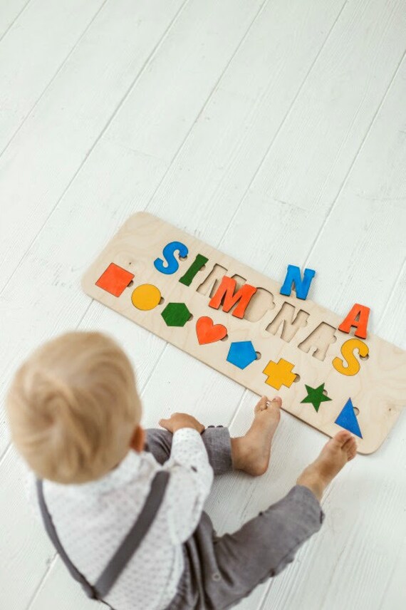Baby Shower Gift Montessori Toys 1st Birthday Pastel Name Puzzle Busy Puzzle Personalized Baby Puzzle