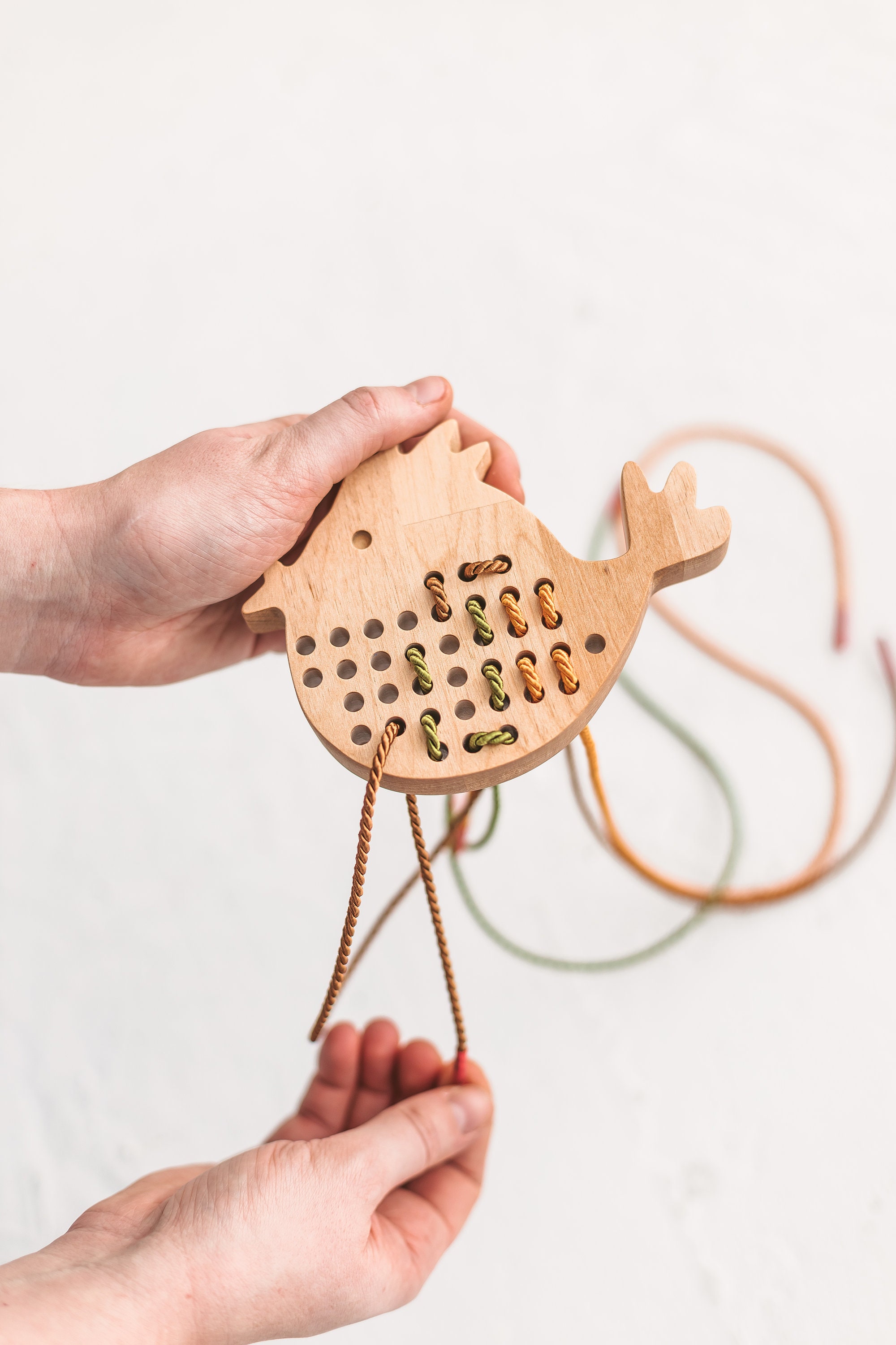 Montessori toddler wood lacing toy BIRD threading activities | Etsy