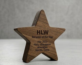 Custom Trophy Star Awards and Wooden Award Plaque - Star Trophy for Employee of the Year, Corporate Award, Engraved Plaque, Custom Trophy