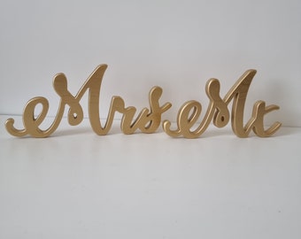 LGBTQ wedding signs, Mrs and Mrs sign as rustic lesbian wedding decor, Engagement couples gift, gold letters boho decorations, Mrs, Mr, Mx