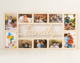 Family Picture Frame for Wall, Custom Text Picture Frame, Picture Frame Collage, Photo Frame, Wedding or Anniversary Gift