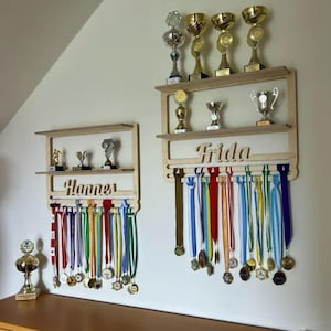 Personalized Medal Display, Personalized Name Medal Holder, Trophy Display Custom Medal Holder, Sports award hanger Medal hanger Award shelf