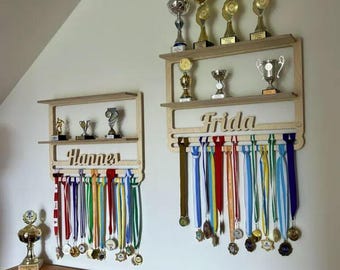 Personalized Medal Display, Personalized Name Medal Holder, Trophy Display Custom Medal Holder, Sports award hanger Medal hanger Award shelf