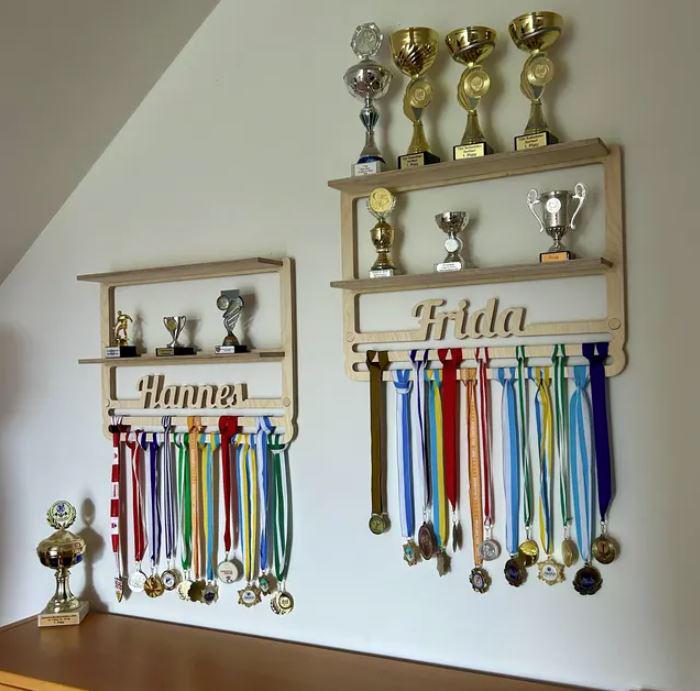 Fuball Medaillenhalter Medaillen Aufbewahrung Aus Holz | Fuball Geschenke  | Fuball Medaillen Wandhalterung | Geschenke Fr Fuballer Medaillen  Aufhnger Fuball