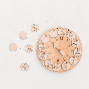 Hölzerne Tagesplaner Routine für Kinder - 14 visuelle Routine Karten - Waldorf Aufgabenheft, Montessori Lern- und Lernmaterialien als Geschenk
