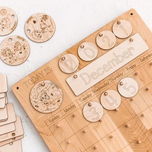 Calendar for kids, Homeschool Montessori materials, Wooden morning board set, Waldorf toy, Teacher gift, toddler gift, learning weekdays set